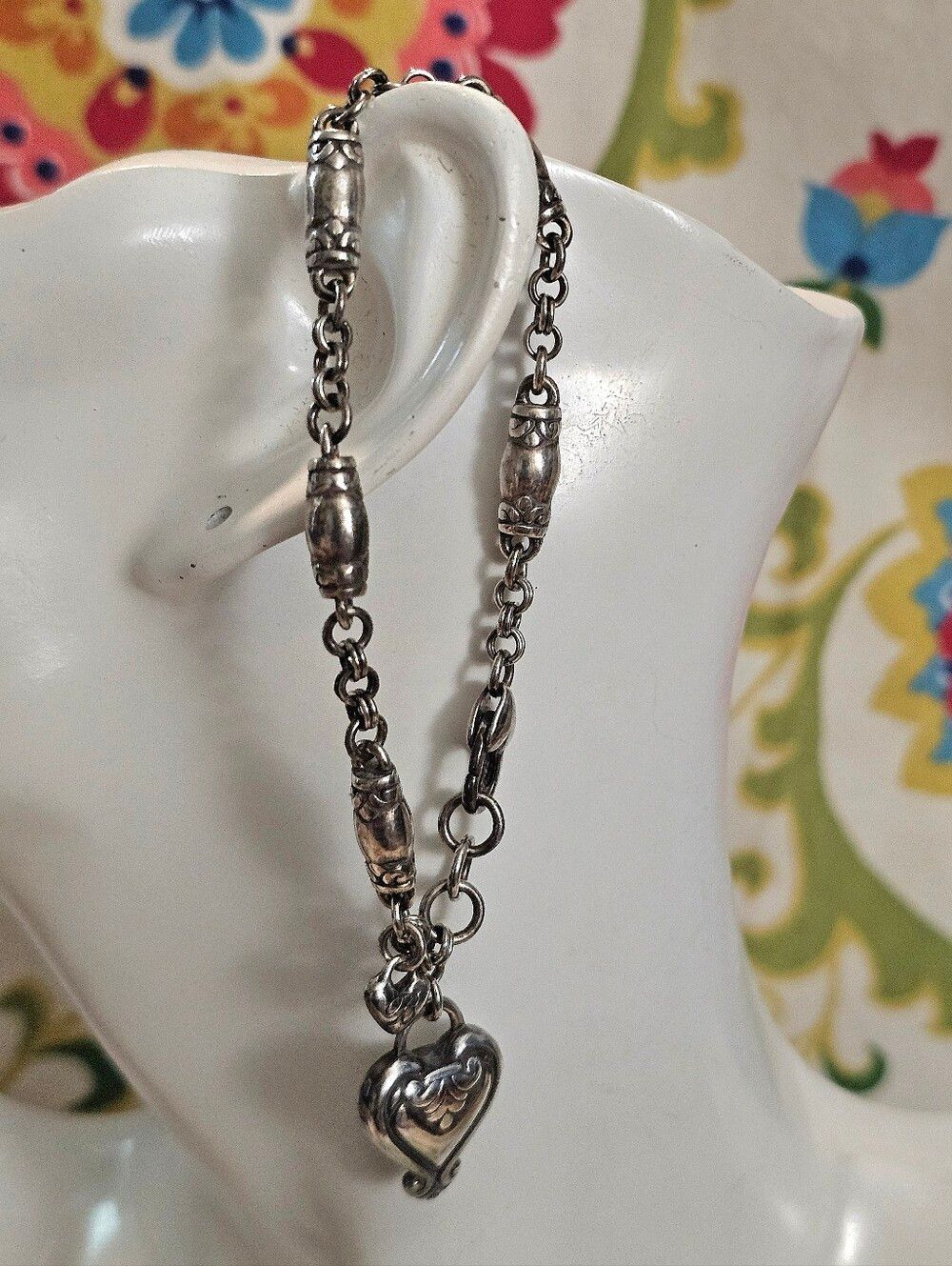 Brighton Silver-Tone Heart Pendant Bracelet